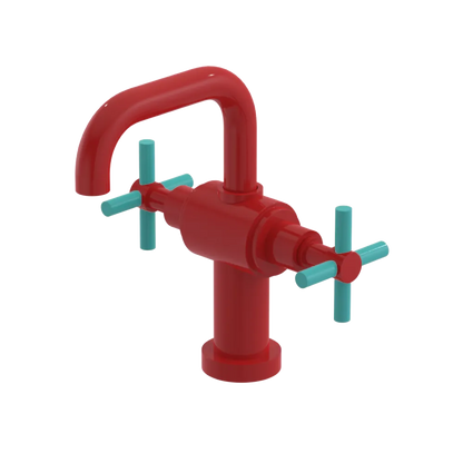 Rubinet Single Hole Dual Handle Lav. Set. (less drain) Red