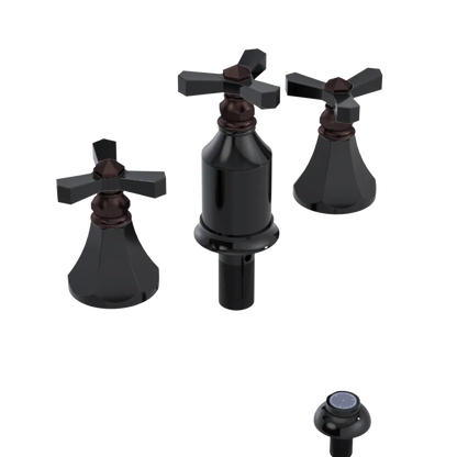 Rubinet Bidet Fitting with Spray, Diverter, and Vacum Breaker (Less Drain) Black