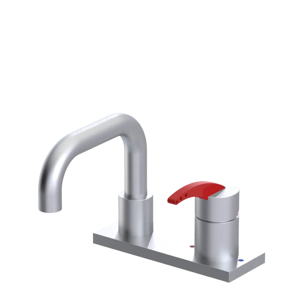 Rubinet 4" Centre Single Control Lav. Set. with Genesis spout (less drain) Satin Chrome