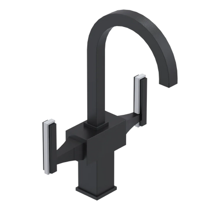 Rubinet Single Hole Dual Handle Lav. Set. (less drain) Matt Black