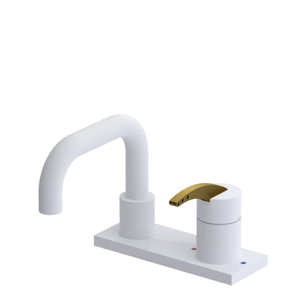 Rubinet 4" Centre Single Control Lav. Set. with Genesis spout (less drain) Matt White