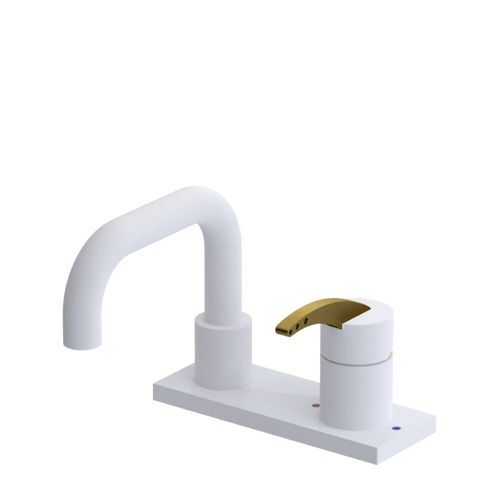 Rubinet 4" Centre Single Control Lav. Set. with Genesis spout (less drain) Matt White