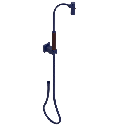 Rubinet Hand Held Shower Bidet with Extended Reach & Dual Function Spray Including Wall Bracket with Supply & Hose (Square) Midnight Blue