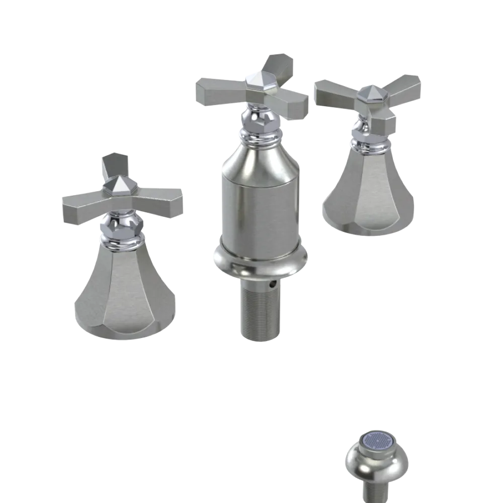Rubinet Bidet Fitting with Spray, Diverter, and Vacum Breaker (Less Drain) Satin Nickel
