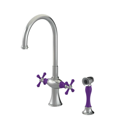 Rubinet Two Handle Single Hole Kitchen Set with Hand Spray Satin Nickel