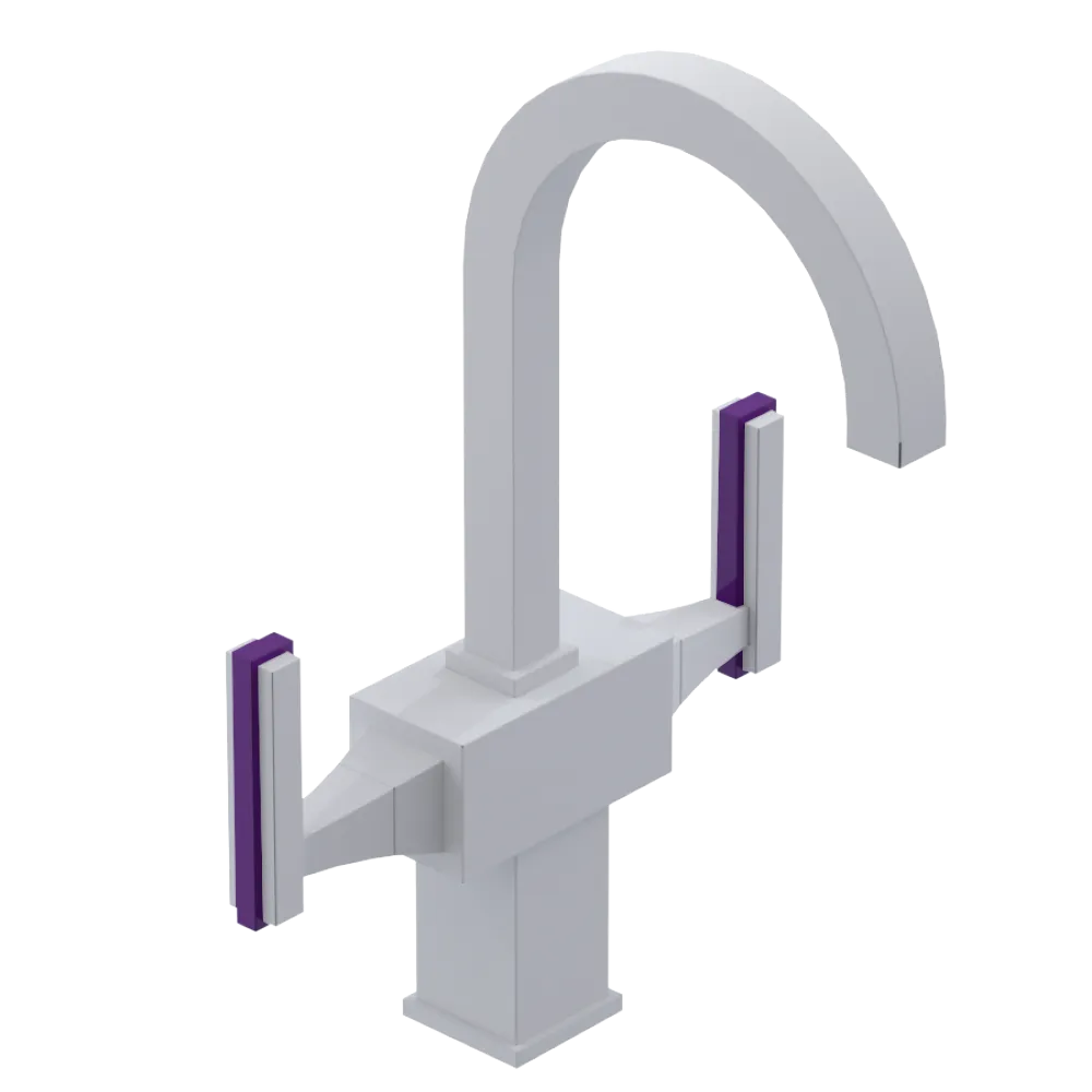Rubinet Single Hole Dual Handle Lav. Set. (less drain) Matt White