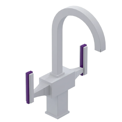 Rubinet Single Hole Dual Handle Lav. Set. (less drain) Matt White