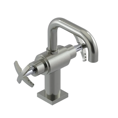 Rubinet Single Hole Dual Handle Lav. Set. with Genesis spout (less drain) Satin Nickel