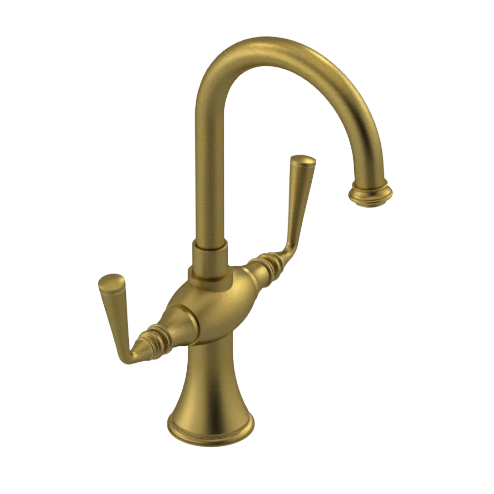 Rubinet Single Hole Dual Handle Lav. Set. (less drain) Antique Brass Matt
