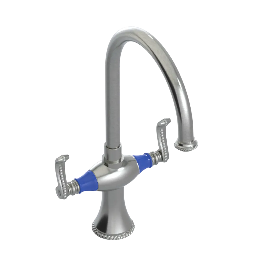 Rubinet Two Handle Single Hole Kitchen Set Satin Nickel