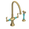 Rubinet Two Handle Single Hole Kitchen Set with Hand Spray Satin Brass