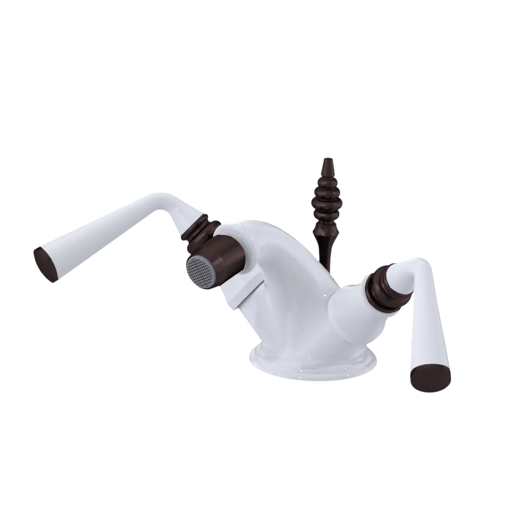 Rubinet Single Hole Dual Handle Bidet Fitting (Less Drain) White