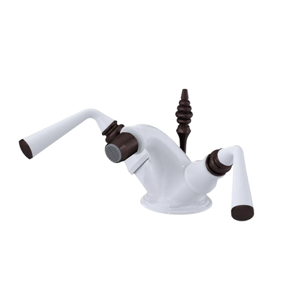 Rubinet Single Hole Dual Handle Bidet Fitting (Less Drain) White