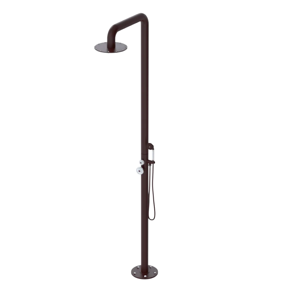 Rubinet Pressure Balance Outdoor Shower with Hand Held Shower & 10" Shower Head - 304 Stainless Steel Bordeaux