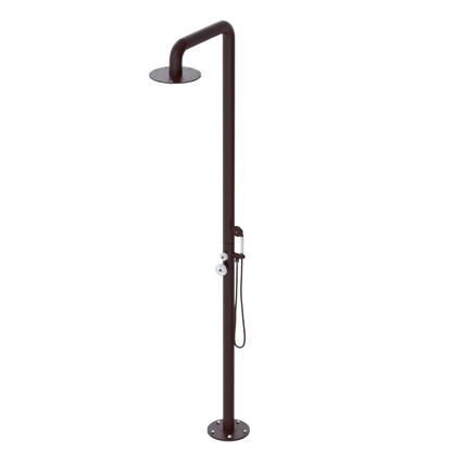 Rubinet Pressure Balance Outdoor Shower with Hand Held Shower & 10" Shower Head - 304 Stainless Steel Bordeaux