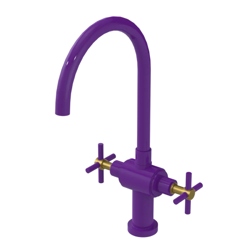 Rubinet Two Handle Single Hole Kitchen Set with LaSalle Spout Purple Haze
