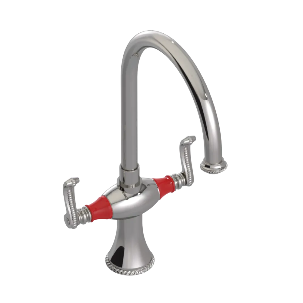Rubinet Two Handle Single Hole Kitchen Set Polished Nickel