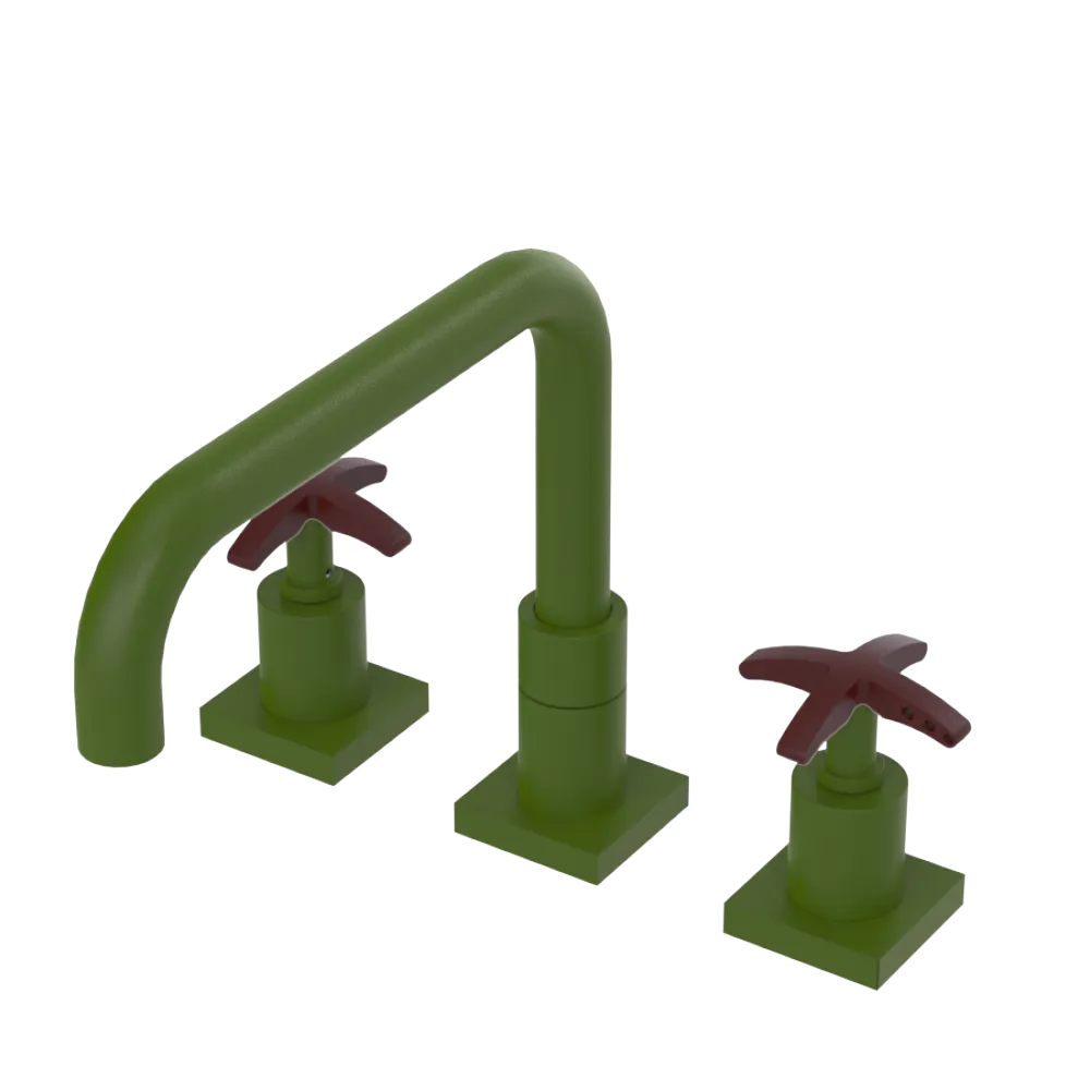 Rubinet Widespread Kitchen Set with Genesis Spout Green Envy