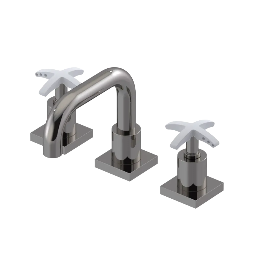 Rubinet Widespread Lav. Set. with Genesis spout (less drain) Polished Nickel
