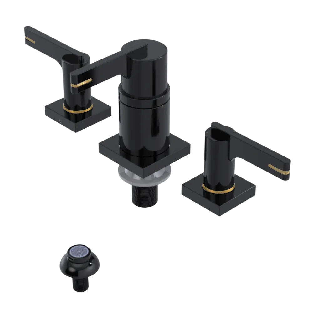 Rubinet Bidet Fitting with Spray, Diverter, and Vacum Breaker (Less Drain) Black