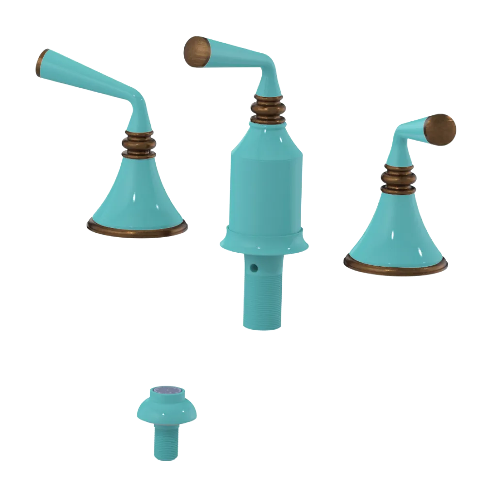 Rubinet Bidet Fitting with Spray, Diverter, and Vacum Breaker (Less Drain) Aqua