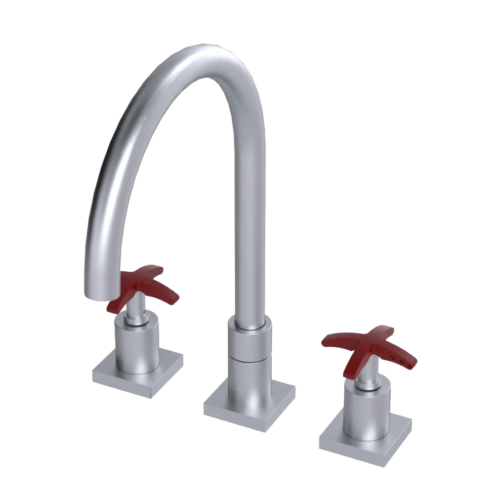 Rubinet Widespread Kitchen Set Satin Chrome