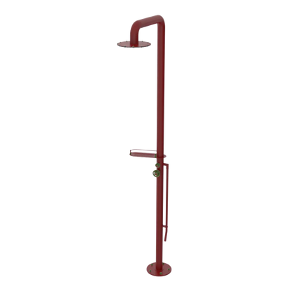 Rubinet Pressure Balance Outdoor Shower with Foot Rinse & 10" Shower Head (with shelf) - 304 Stainless Steel Maroon