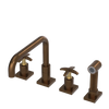 Rubinet Widespread Kitchen Set with Genesis Spout with Hand Spray Tuscan Brass