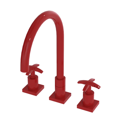 Rubinet Widespread Kitchen Set Red