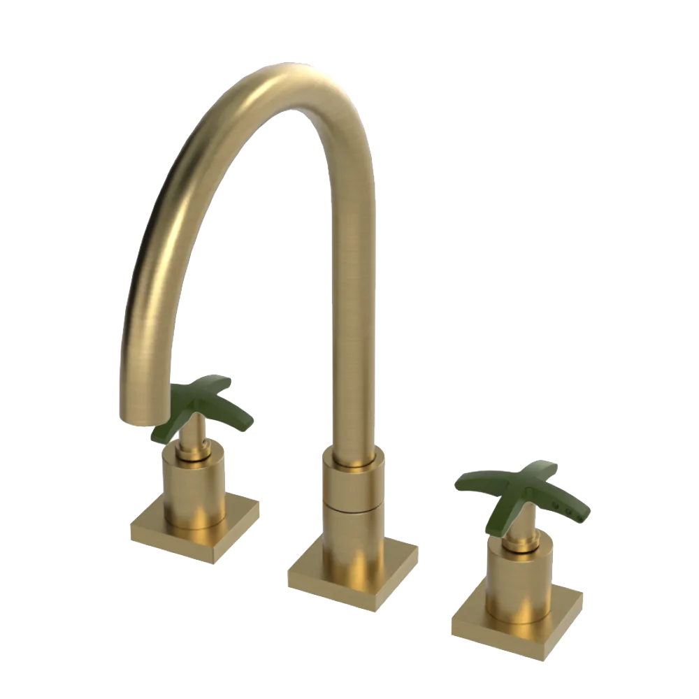 Rubinet Widespread Kitchen Set Satin Brass