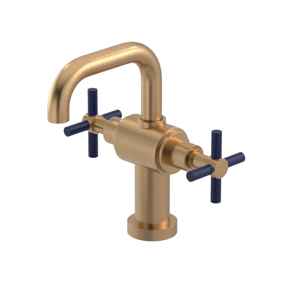 Rubinet Single Hole Dual Handle Lav. Set. (less drain) Satin Gold