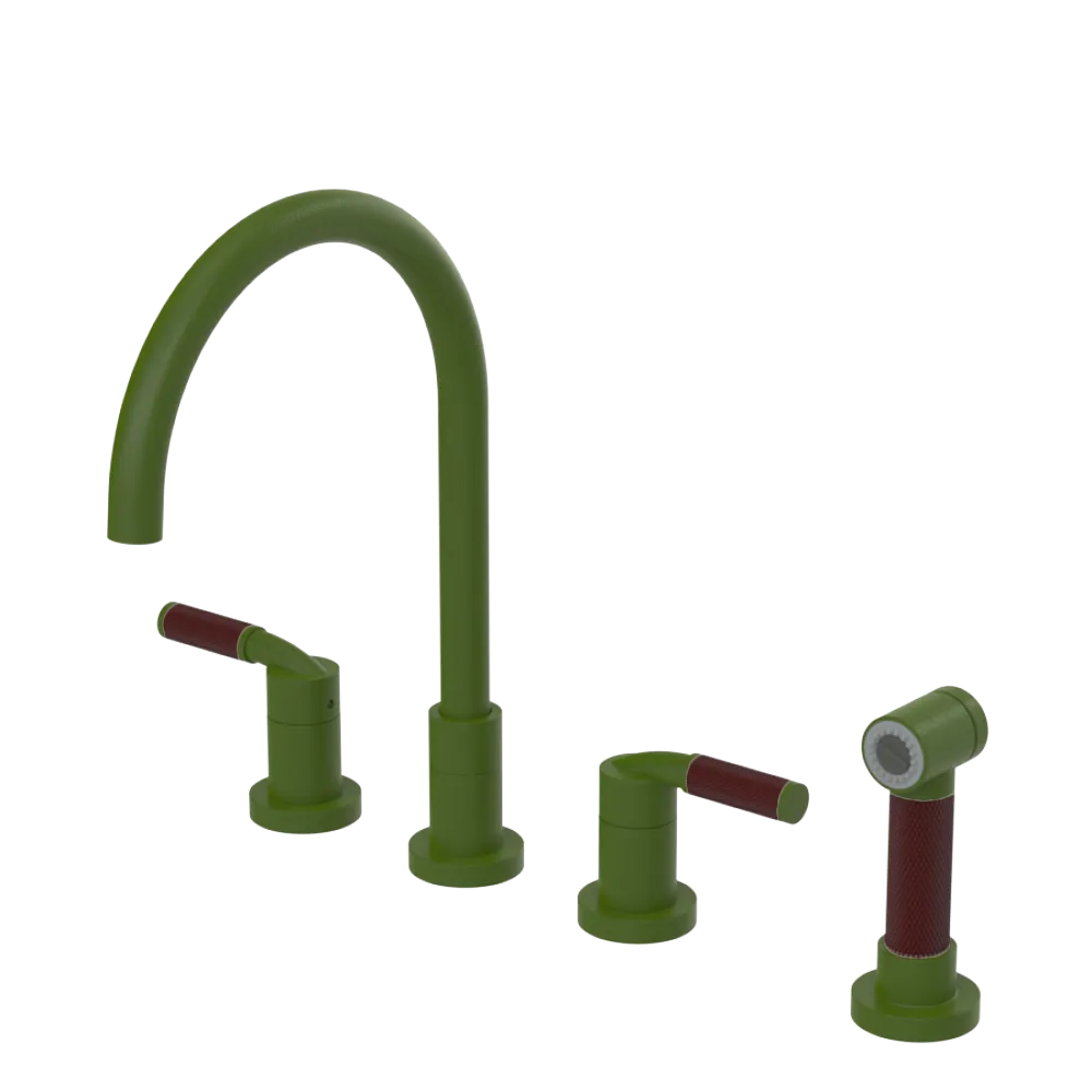 Rubinet Widespread Kitchen Set with Hand Spray Green Envy