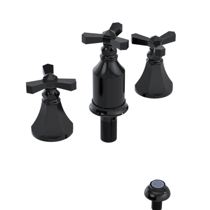 Rubinet Bidet Fitting with Spray, Diverter, and Vacum Breaker (Less Drain) Black