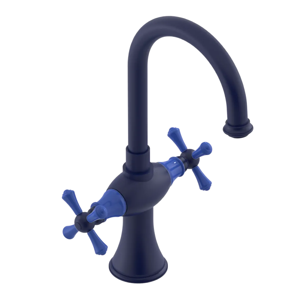 Rubinet Single Hole Dual Handle Lav. Set. (less drain) Midnight Blue