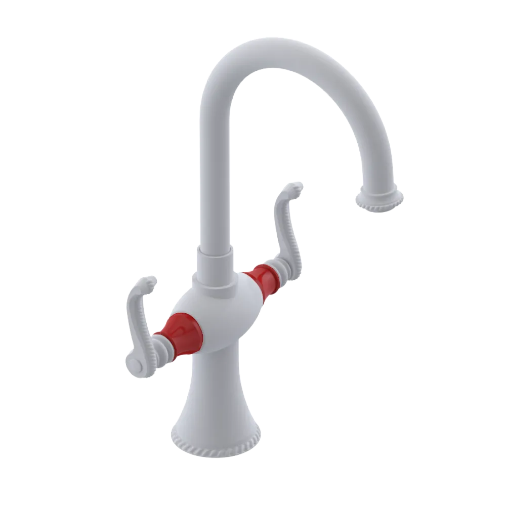 Rubinet Single Hole Dual Handle Lav. Set. (less drain) Matt White