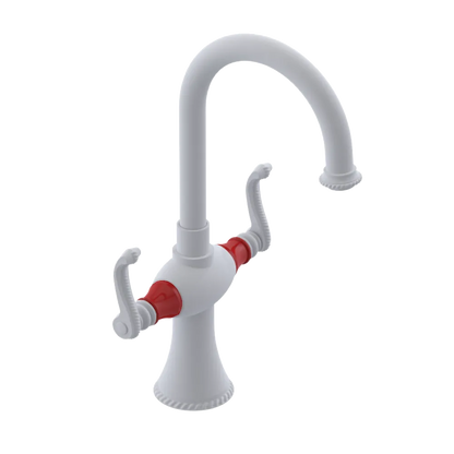 Rubinet Single Hole Dual Handle Lav. Set. (less drain) Matt White