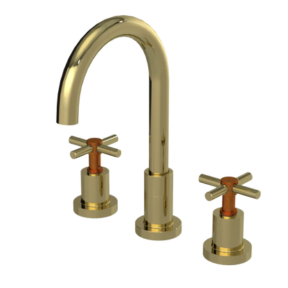 Rubinet Widespread Kitchen Set with LaSalle Spout Natural Brass