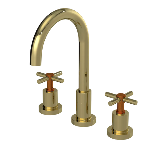 Rubinet Widespread Kitchen Set with LaSalle Spout Natural Brass