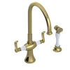 Rubinet Two Handle Single Hole Kitchen Set with Hand Spray Natural Brass