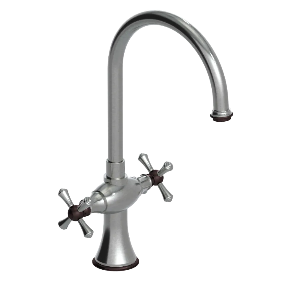 Rubinet Two Handle Single Hole Kitchen Set Satin Nickel