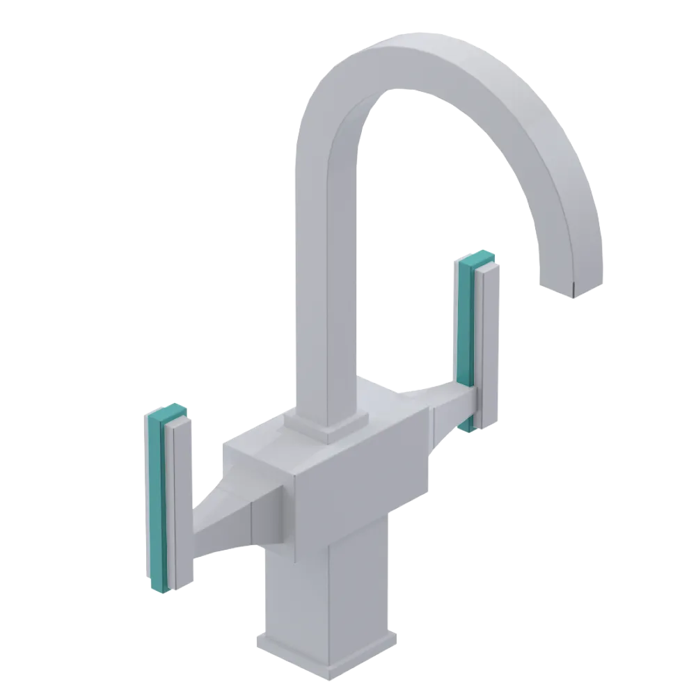 Rubinet Single Hole Dual Handle Lav. Set. (less drain) White