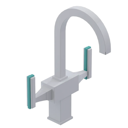 Rubinet Single Hole Dual Handle Lav. Set. (less drain) White