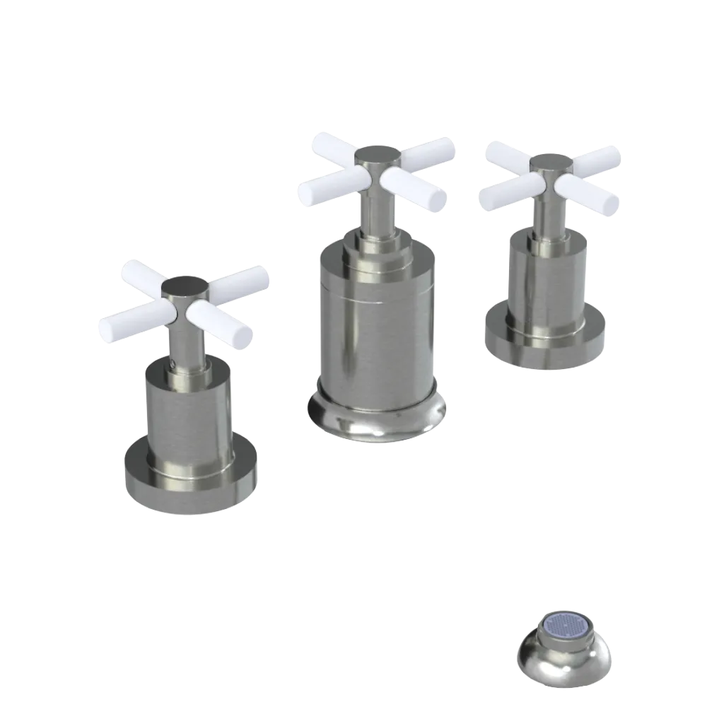 Rubinet Bidet Fitting with Spray, Diverter, and Vacuum Breaker (less drain) Satin Nickel