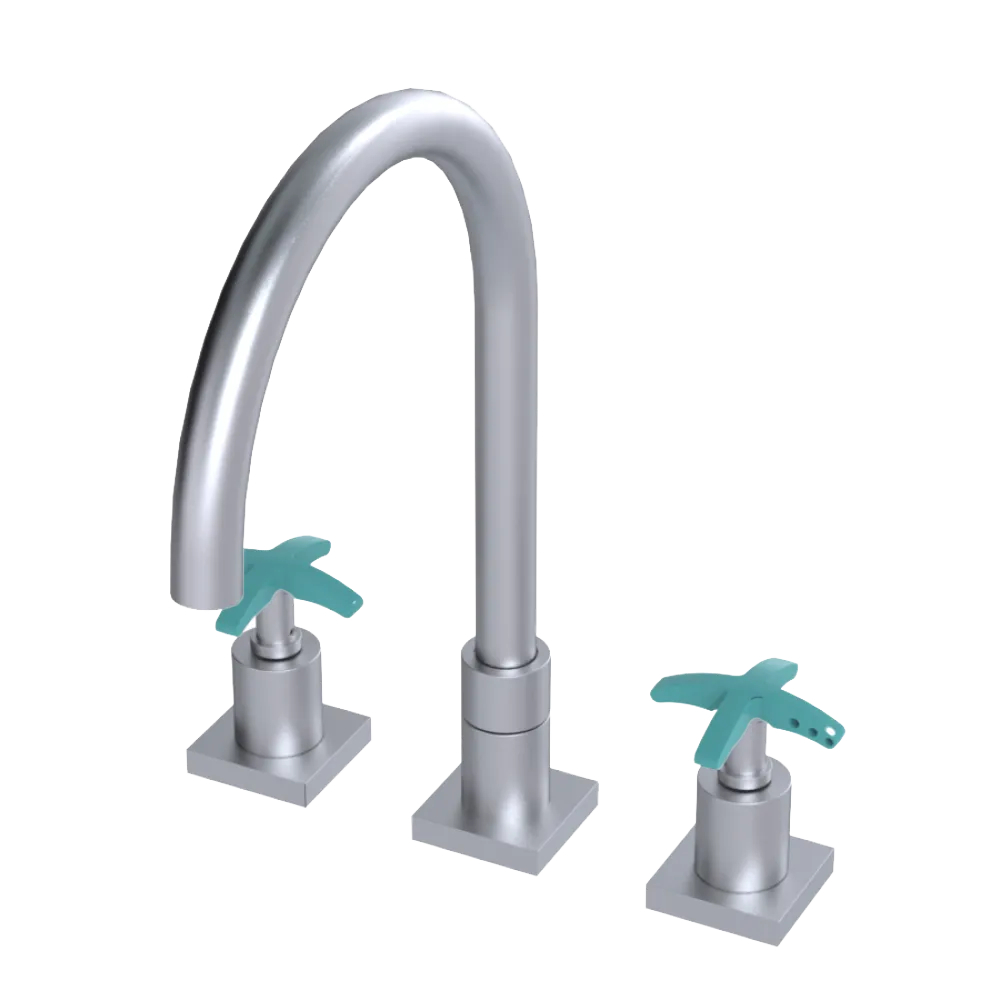 Rubinet Widespread Kitchen Set Satin Chrome