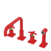 Rubinet Widespread Kitchen Set with Genesis Spout with Hand Spray Red
