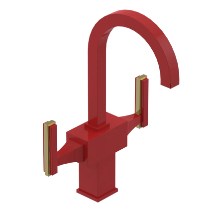 Rubinet Single Hole Dual Handle Lav. Set. (less drain) Red