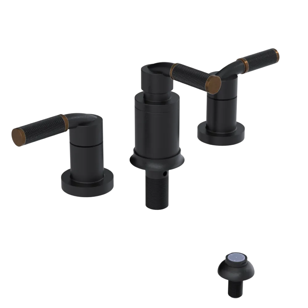 Rubinet Bidet Fitting with Spray, Diverter, and Vacum Breaker (Less Drain) Matt Black
