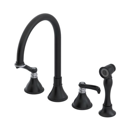 Rubinet Widespread Kitchen Set with Hand Spray Matt Black