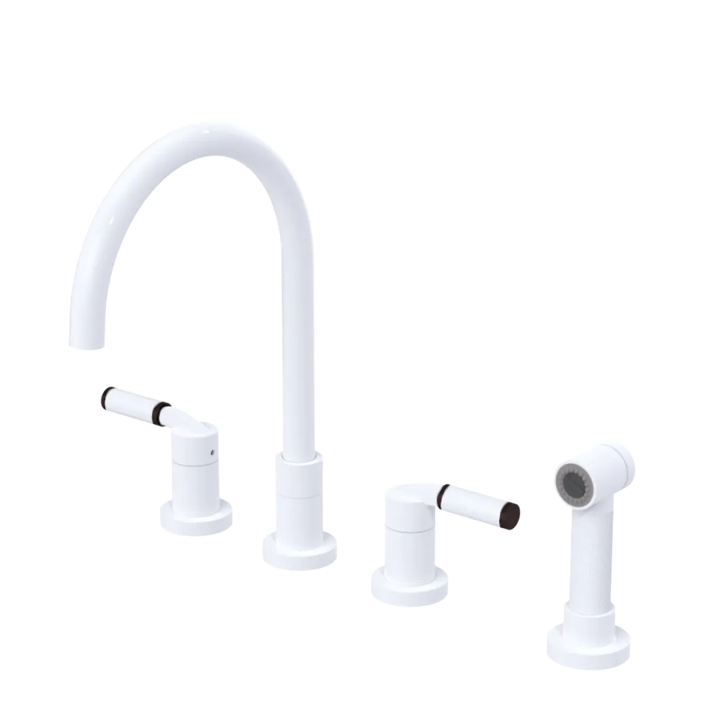 Rubinet Widespread Kitchen Set with Hand Spray White