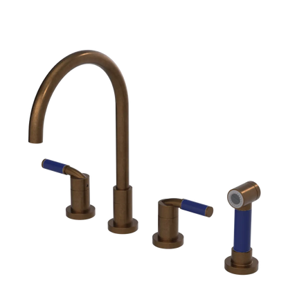 Rubinet Widespread Kitchen Set with Hand Spray Tuscan Brass